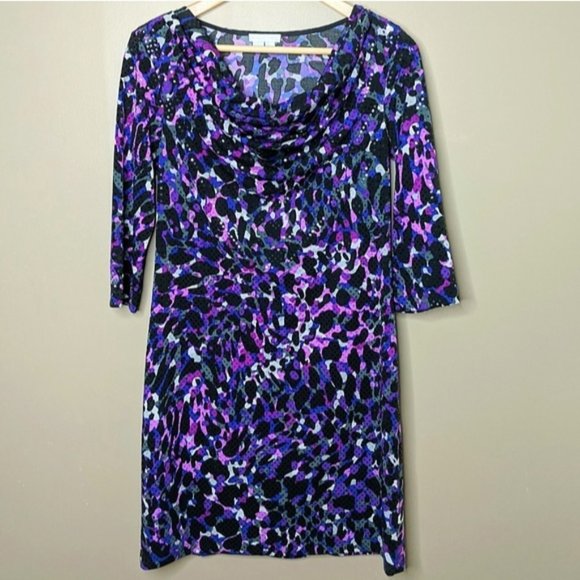 London Times Shimmery Cowl Neck Midi Dress - Picture 1 of 5